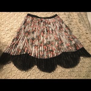 ASOS floral and lace pleated skirt